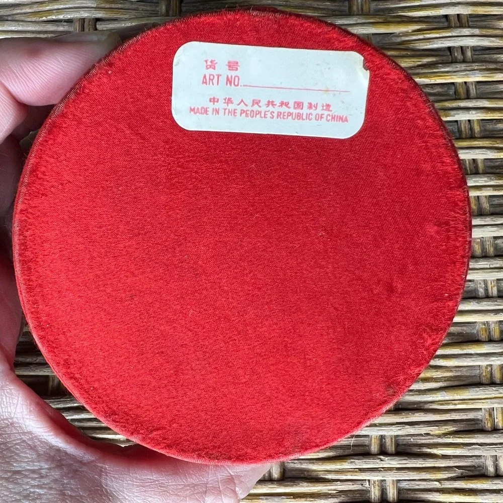 Vintage Red Satin & Tapestry Trinket Box Christmas Box